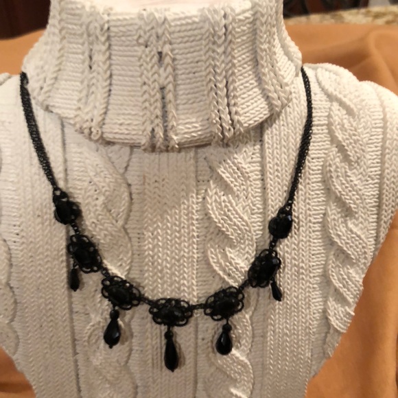 Jewelry - Black Beaded Filigree Statement pendant